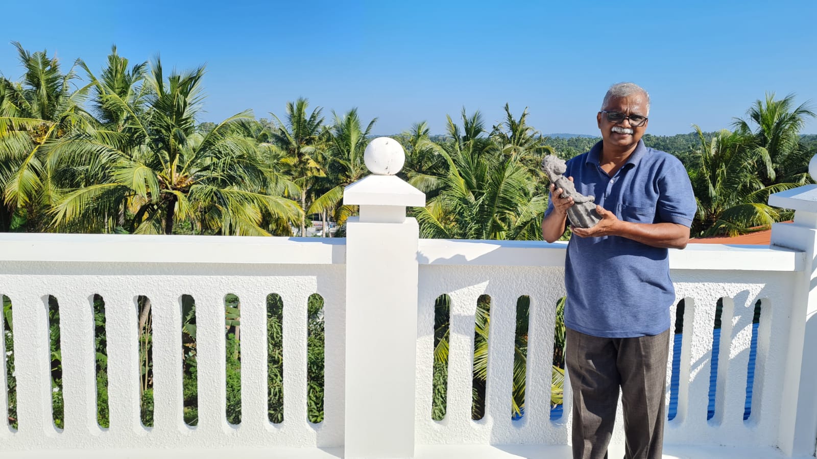 Byju S R at the open terrace outside his studio